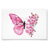 Bloemvink met roze Sakura Foto Afdruk (Voorkant)