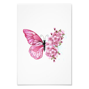Bloemvink met roze Sakura Foto Afdruk