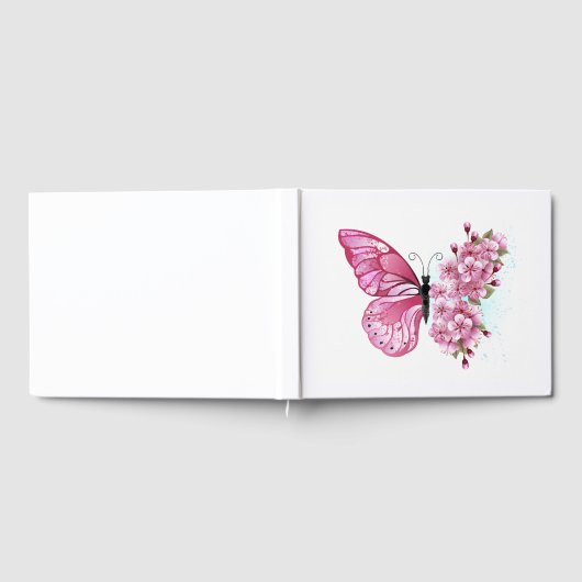 Bloemvink met roze Sakura Gastenboek (Volledig)