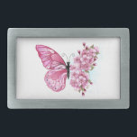 Bloemvink met roze Sakura Gesp<br><div class="desc">Langwerpige opstelling van roze vlinder met roze Japanse kersbloesems op witte achtergrond.</div>