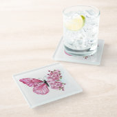 Bloemvink met roze Sakura Glazen Onderzetter (Schuin)
