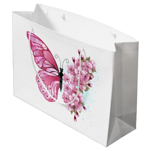 Bloemvink met roze Sakura Groot Cadeauzakje (Achterkant Gekanteld)