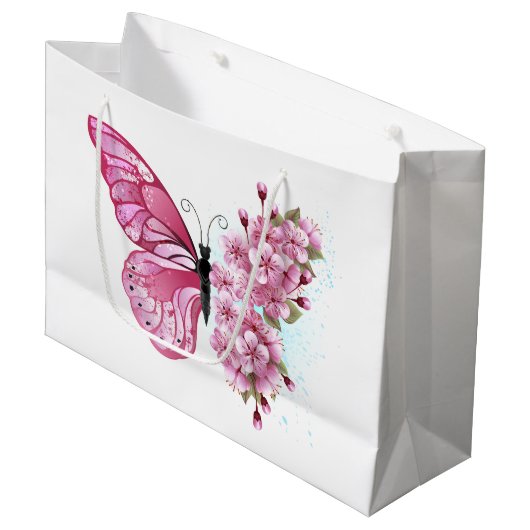 Bloemvink met roze Sakura Groot Cadeauzakje (Voorkant Gekanteld)