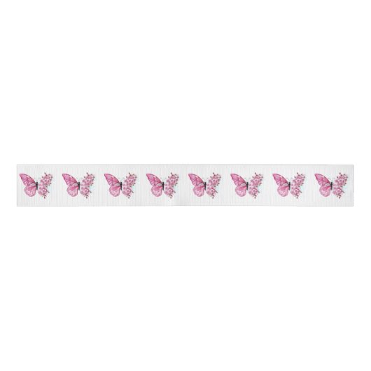 Bloemvink met roze Sakura Grosgrain Lint (Voorkant)