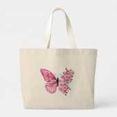 Bloemvink met roze Sakura Grote Tote Bag (Achterkant)