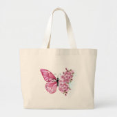 Bloemvink met roze Sakura Grote Tote Bag (Voorkant)