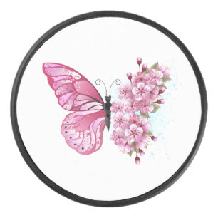 Bloemvink met roze Sakura Hockey Puck