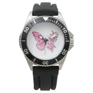 Bloemvink met roze Sakura Horloge