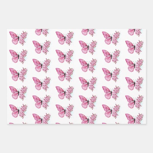 Bloemvink met roze Sakura Inpakpapier Vel (Voorkant 2)