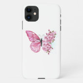 Bloemvink met roze Sakura iPhone Hoesje (Achterkant)