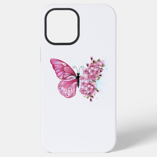 Bloemvink met roze Sakura iPhone Hoesje (Achterkant)
