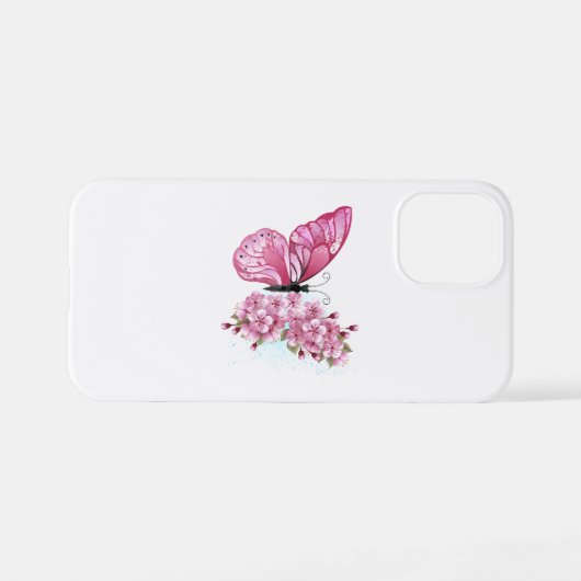 Bloemvink met roze Sakura iPhone Hoesje (Achterkant horizontaal)
