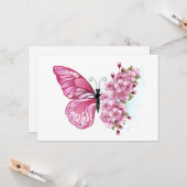 Bloemvink met roze Sakura Kaart (Voorkant / Achterkant in situ)