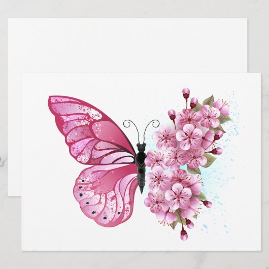 Bloemvink met roze Sakura Kaart (Voorkant / Achterkant)