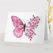 Bloemvink met roze Sakura Kaart (Gele Bloem)