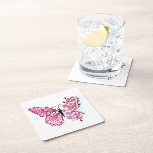 Bloemvink met roze Sakura Kartonnen Onderzetters (Insitu)