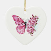 Bloemvink met roze Sakura Keramisch Ornament (Achterkant)