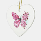 Bloemvink met roze Sakura Keramisch Ornament (Links)