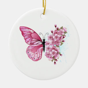 Bloemvink met roze Sakura Keramisch Ornament