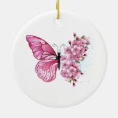 Bloemvink met roze Sakura Keramisch Ornament (Achterkant)