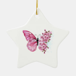 Bloemvink met roze Sakura Keramisch Ornament