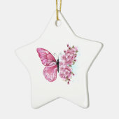 Bloemvink met roze Sakura Keramisch Ornament (Links)