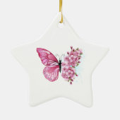 Bloemvink met roze Sakura Keramisch Ornament (Achterkant)