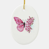 Bloemvink met roze Sakura Keramisch Ornament (Voorkant)