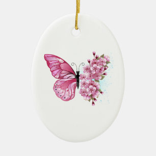 Bloemvink met roze Sakura Keramisch Ornament