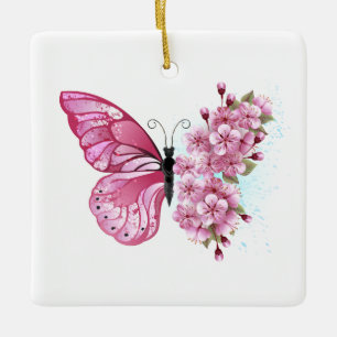 Bloemvink met roze Sakura Keramisch Ornament