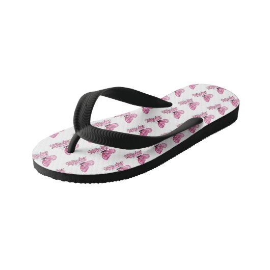 Bloemvink met roze Sakura Kinder Teenslippers (Schuin)