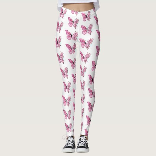 Bloemvink met roze Sakura Leggings (Voorkant)