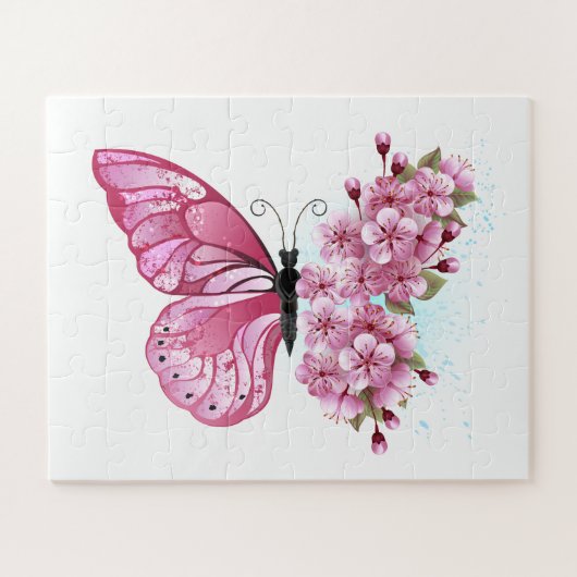 Bloemvink met roze Sakura Legpuzzel (Horizontaal)