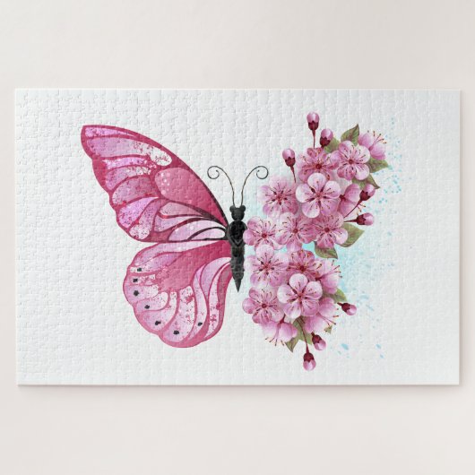Bloemvink met roze Sakura Legpuzzel (Horizontaal)