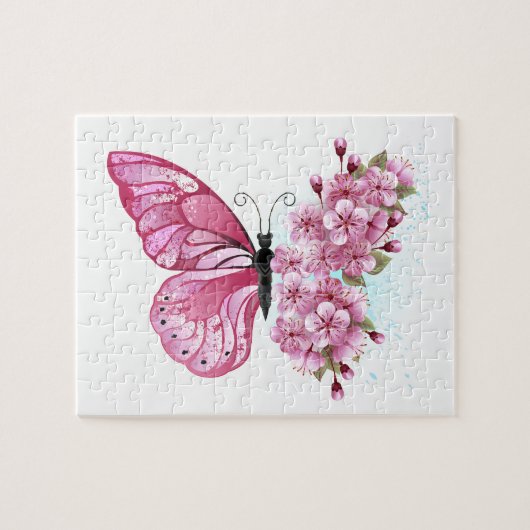 Bloemvink met roze Sakura Legpuzzel (Horizontaal)