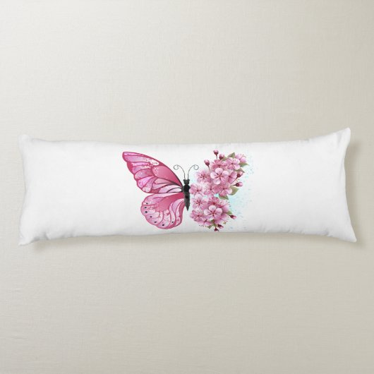 Bloemvink met roze Sakura Lichaamskussen (Achterkant)