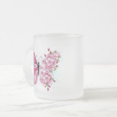 Bloemvink met roze Sakura Matglas Koffiemok (Voorkant links)