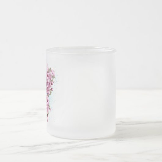 Bloemvink met roze Sakura Matglas Koffiemok (Center)