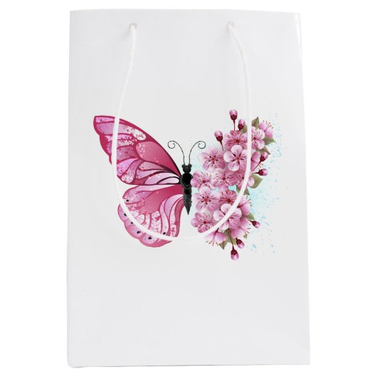 Bloemvink met roze Sakura Medium Cadeauzakje (Voorkant)