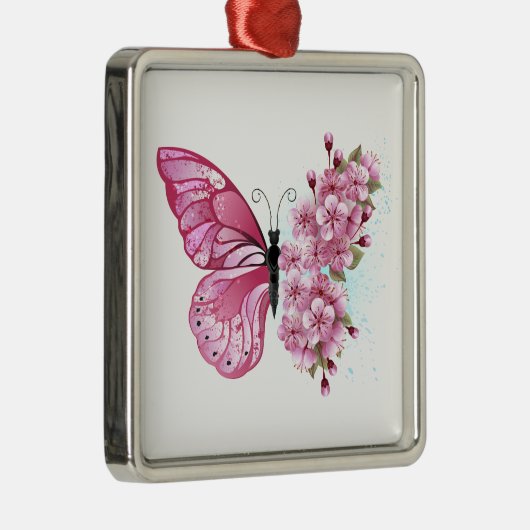 Bloemvink met roze Sakura Metalen Ornament (Rechts)