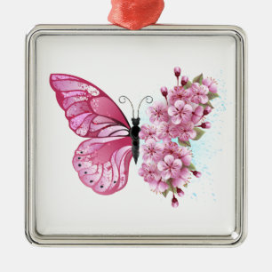 Bloemvink met roze Sakura Metalen Ornament