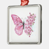 Bloemvink met roze Sakura Metalen Ornament (Links)