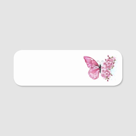 Bloemvink met roze Sakura Naamplaatje (Voorkant)