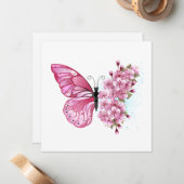 Bloemvink met roze Sakura Notitiekaartje (Voorkant / Achterkant in situ)