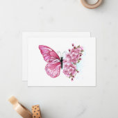 Bloemvink met roze Sakura Notitiekaartje (Voorkant / Achterkant in situ)