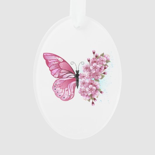Bloemvink met roze Sakura Ornament (achterkant)
