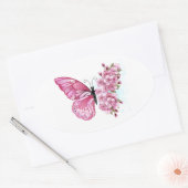 Bloemvink met roze Sakura Ovale Sticker (Envelop)