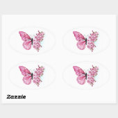 Bloemvink met roze Sakura Ovale Sticker (Vel)