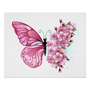 Bloemvink met roze Sakura Perfect Poster