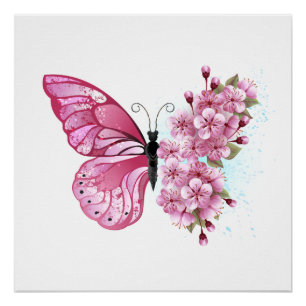 Bloemvink met roze Sakura Perfect Poster